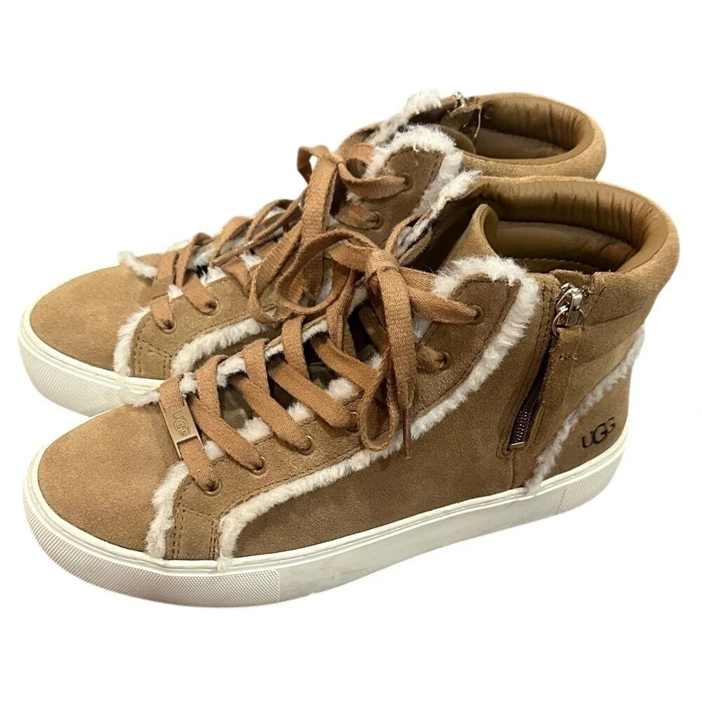 UGG Women's Brown Shearling High-Top Sneakers